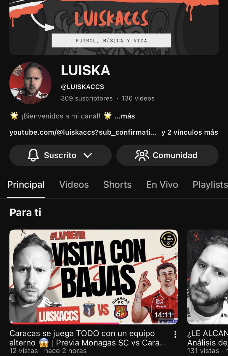 quiero hacerle una mención a este chad que siempre está subiendo videos y contenido del Caracas fc, saca la previa, resúmenes, calificaciones, análisis, post partido, etc; me tripea full lo que hace y creo que si eres del rojo también te lo vas a vacilar