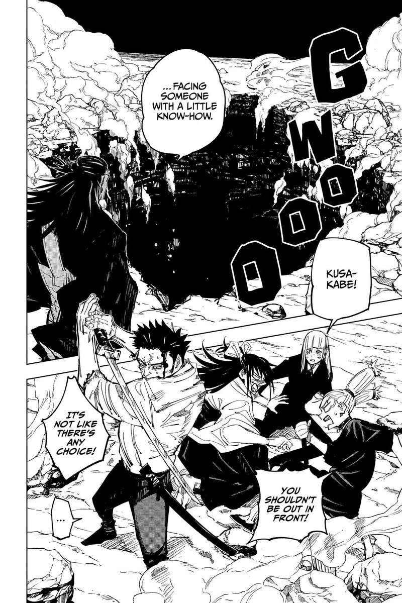 Hiraishincolors's tweet image. Hablamos de fuego y calor, Kusakabe no obtuvo ninguna quemadura, es más aquí un detalle curioso del cual no me fijé antes, Utahime llegó con Kusakabe, justamente Utahime puede potenciar a los demás gracias a su ritual y ya por último ese fue un Uzumaki de una sola maldición XD