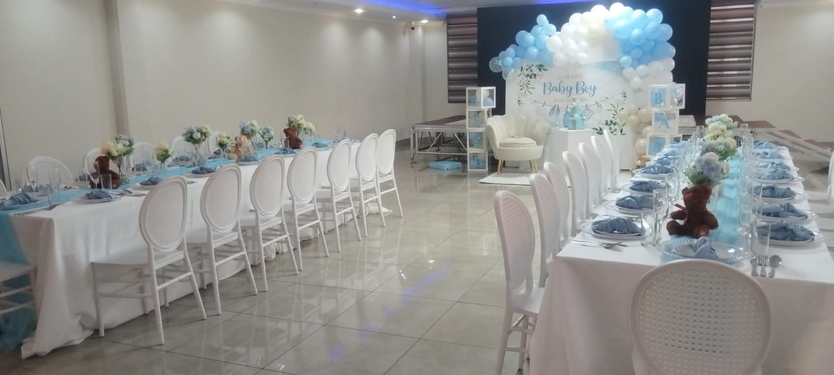 DithakgaD's tweet photo. Dithakga Weddings and Events Decor masterfully brought to life a heartwarming Baby Shower, tailored to perfection for 50 esteemed guests. The elegant setup featured a soothing palette of baby blue and white, subtly accented with neutral tones. Beautiful centerpieces of fresh flowers and adorable mini teddy bears adorned the tables, while a stunning 2-set backdrop with a delicate sticker and balloons arch created a memorable focal point. A warm welcome board and stand, surrounded by balloons, greeted guests at the entrance, setting the tone for a joyous celebration.

The outdoor photo booth, complete with a charming backdrop and balloons, was the perfect finale to this meticulously planned event, showcasing Dithakga Weddings and Events Decor's dedication to crafting unforgettable experiences.

#babyshower
#decor
#babyblueandwihte
#iconic
#eleganteventandweddingplanners
#dithakgaweddingsandeventsdecor

Whatsapp: 063 805 5879/083 792 8031
Email: info@dithakgaweddingsandeventsdecor.com
