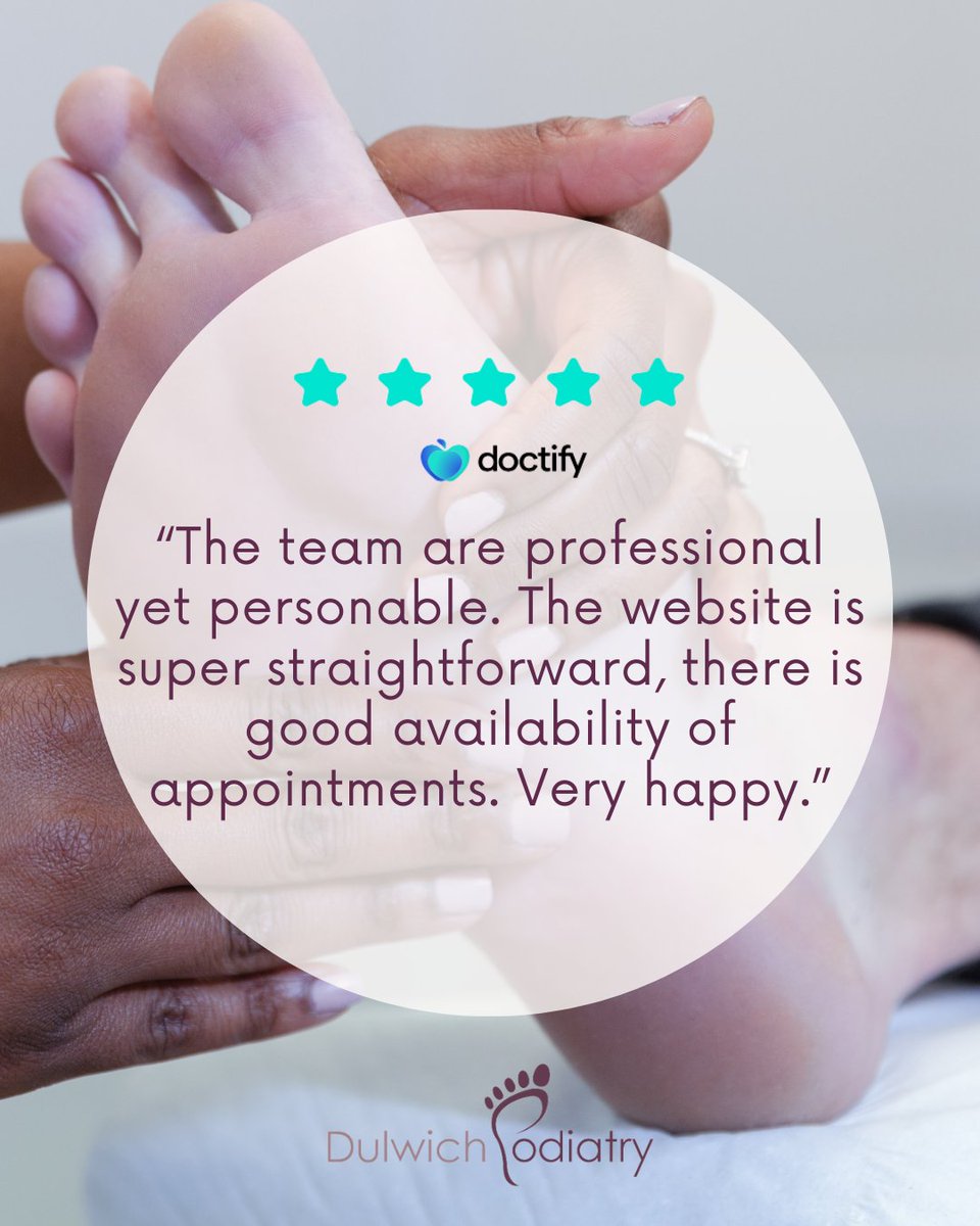 DulwichPodiatry's tweet image. Visit our Doctify profile to see reviews from verified patients; we appreciate every single one! #reviews #podiatry #doctify #dulwichpodiatry
