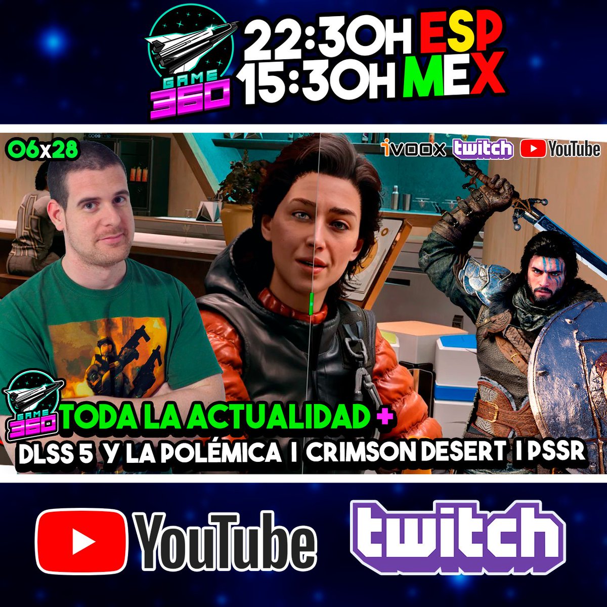 Arlan360oficial's tweet photo. DESPEGAMOS con un nuevo #Game360 con toda la actualidad !!!
- DLSS5 toda la info y la polémica
- PSSR 2 y motion Frames
- CRIMSON DESERT ya disponible!
🟣Twitch: https://t.co/iPTPUNqLHI
🔴Youtube: https://t.co/8HdfvNolWU https://t.co/Q8n11o5cAb