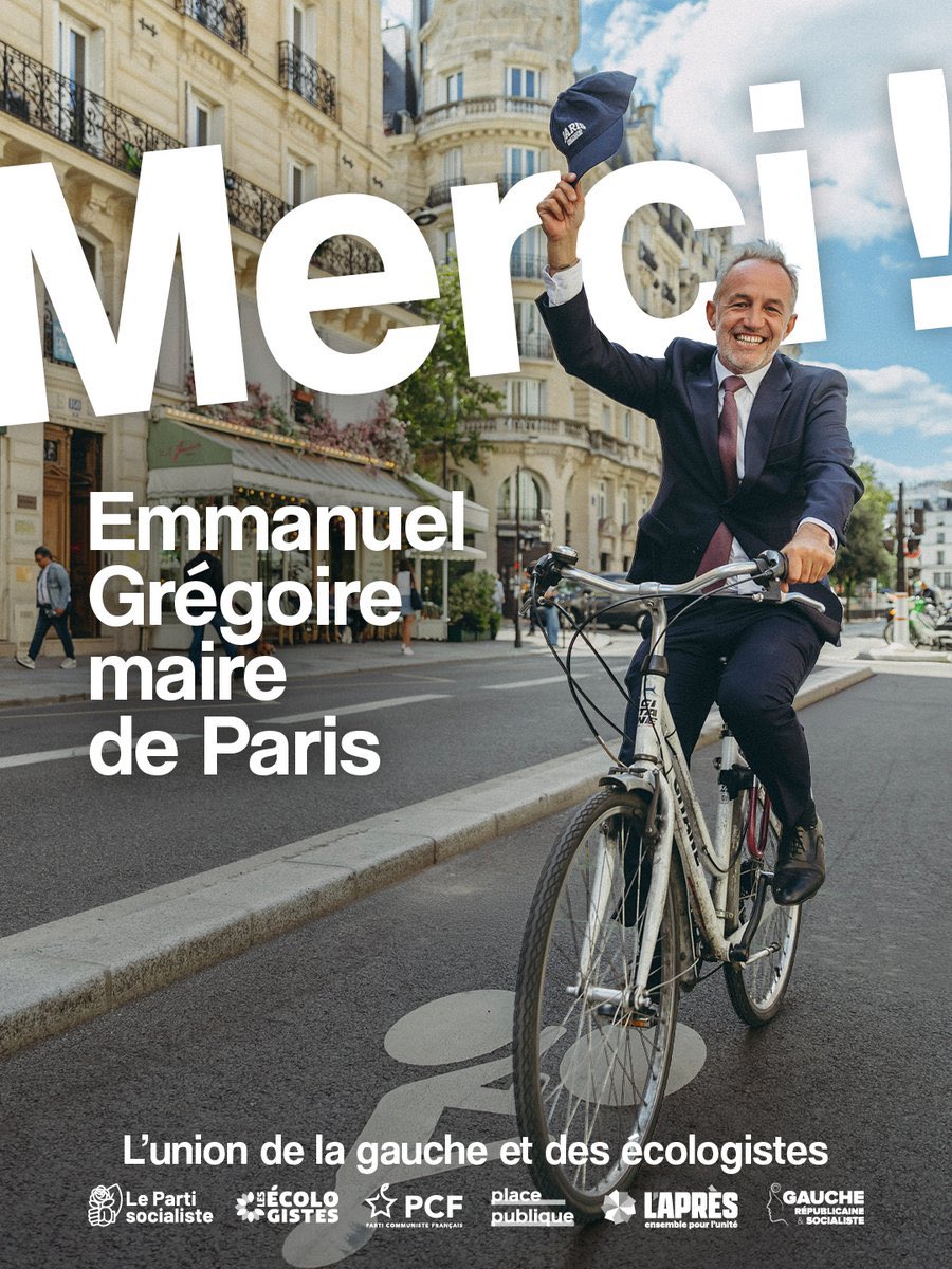 🤩🔥 Paris reste de gauche et <a href="/egregoire/">Emmanuel Grégoire</a> est notre nouveau maire !
