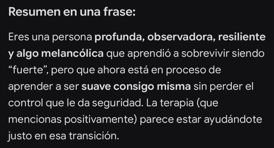 Le pedí a Grok que actuase como un psicoanalista y según mis publicaciones definiera mi tipo de personalidad. Este fue el resultado. 💜
