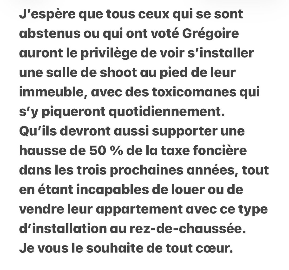 Abstentionnistes et électeurs de gauche, je vous souhaite la ruine immobilière que vous méritez, en toute cohérence avec vos choix.
<a href="/mtwit75/">Enzo Morel</a>