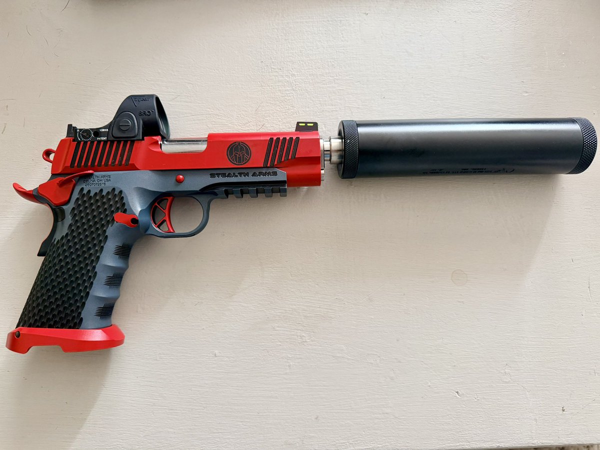 TeamAmericaTac's tweet photo. When you get a custom @stealtharms Platypus from @DefenseArmory Spartan Defense Armory &amp; Training with their engraving, add a @Trijicon SRO optic, and put a @PhnxWeaponry suppressor on it, this is what you’re stuck with in the end…
The ultimate handgun!!! https://t.co/nvr4okcECZ
