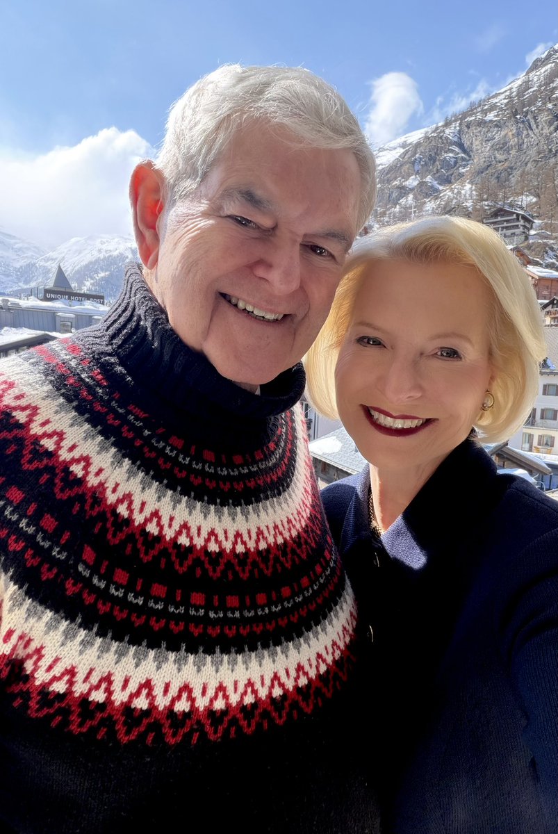 CallyGingrich's tweet photo. .@newtgingrich and I finally saw the Matterhorn in Zermatt — an iconic symbol of Switzerland’s beauty! 🇨🇭 https://t.co/YWf2MciK4m