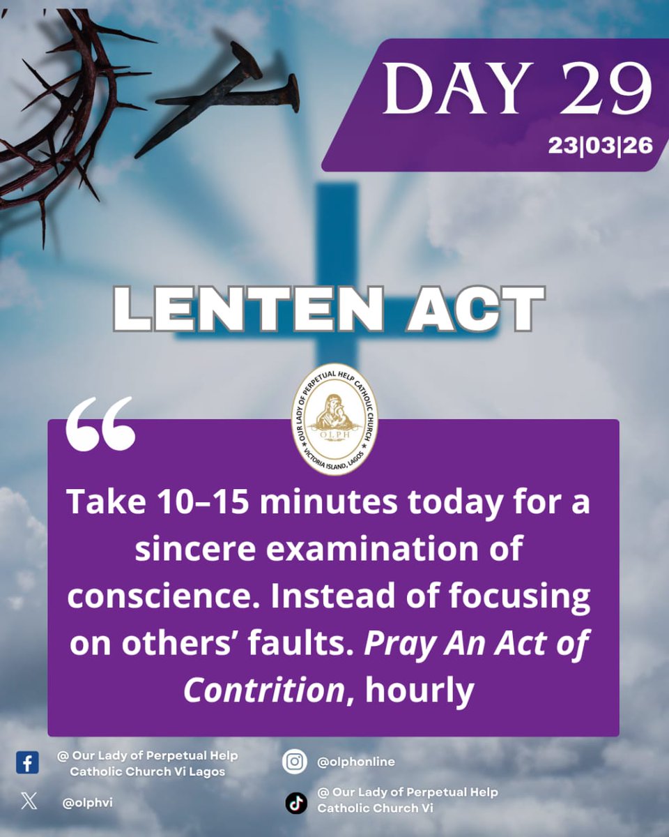 olphvi's tweet photo. “Let me know myself, O Lord, and know You.” -St Augustine 

“Our sins are nothing but a grain of sand beside the great mountain of the mercy of God.” - St. John Vianney

#olphvilagos #proudlycatholic #catholicprayer #Lent2026 #Lentenact2026 https://t.co/YxrRTN1IXB