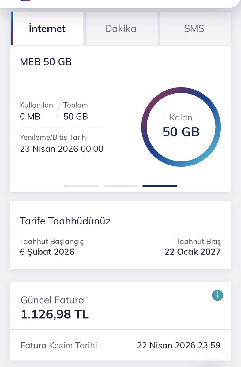 ceydacavus03's tweet photo. @edipuzen Az önce 50 GB olan tarife geçtim 800 faturam vardı 500 diye bu tarifeye gerim çıkan fatura bu nedenini bilen varmı @TTDestek https://t.co/wDwqewg1zG