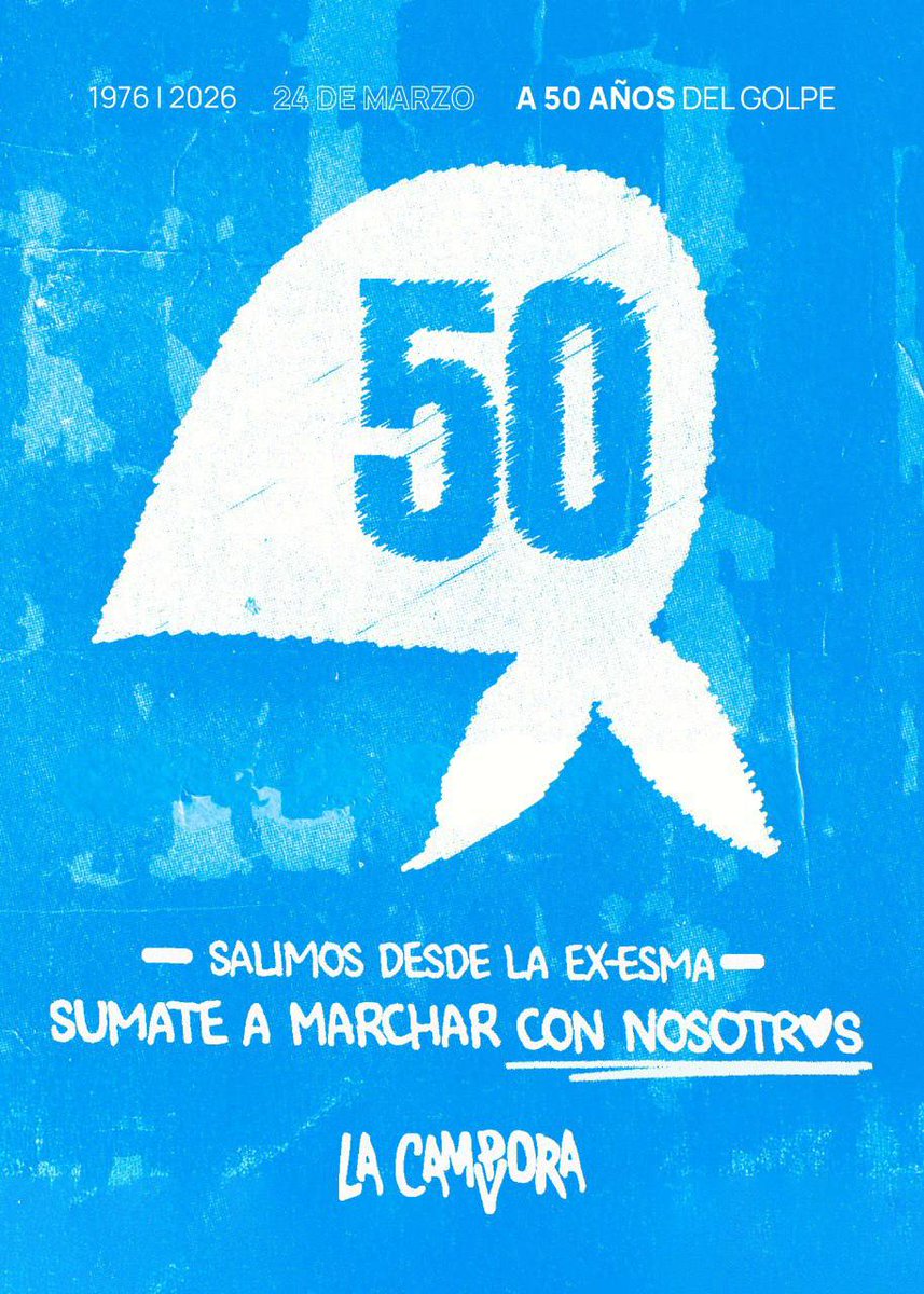 pietragallahora's tweet photo. A 50 años del golpe de Estado, marchamos desde la Ex Esma, pasando por San José 1111, hasta Plaza de Mayo. 

¡Sumate a caminar con nosotros y nosotras! ✌🏽

#CristinaLibre #50AñosDelGolpe https://t.co/GL8BftXv2J