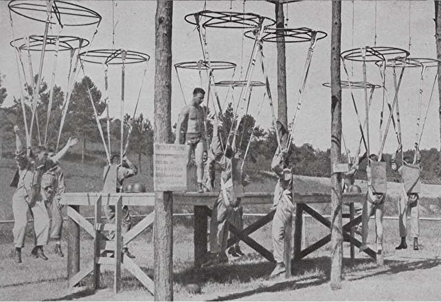 The only thing that was missing when this photo was taken was the “nutcracker” apparatus. It would seem that the pile of lumber next to the cargo net tower was probably earmarked for its construction. /5