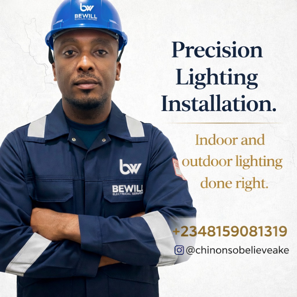 BeWillEle's tweet photo. Precision Lighting Installation. 💡 Indoor and outdoor, done right. ⚡️
​Contact BEWILL Electrical Service today:
📞 +234 815 908 1319
📸 @chinonsobelieveake https://t.co/6trx29SmrV