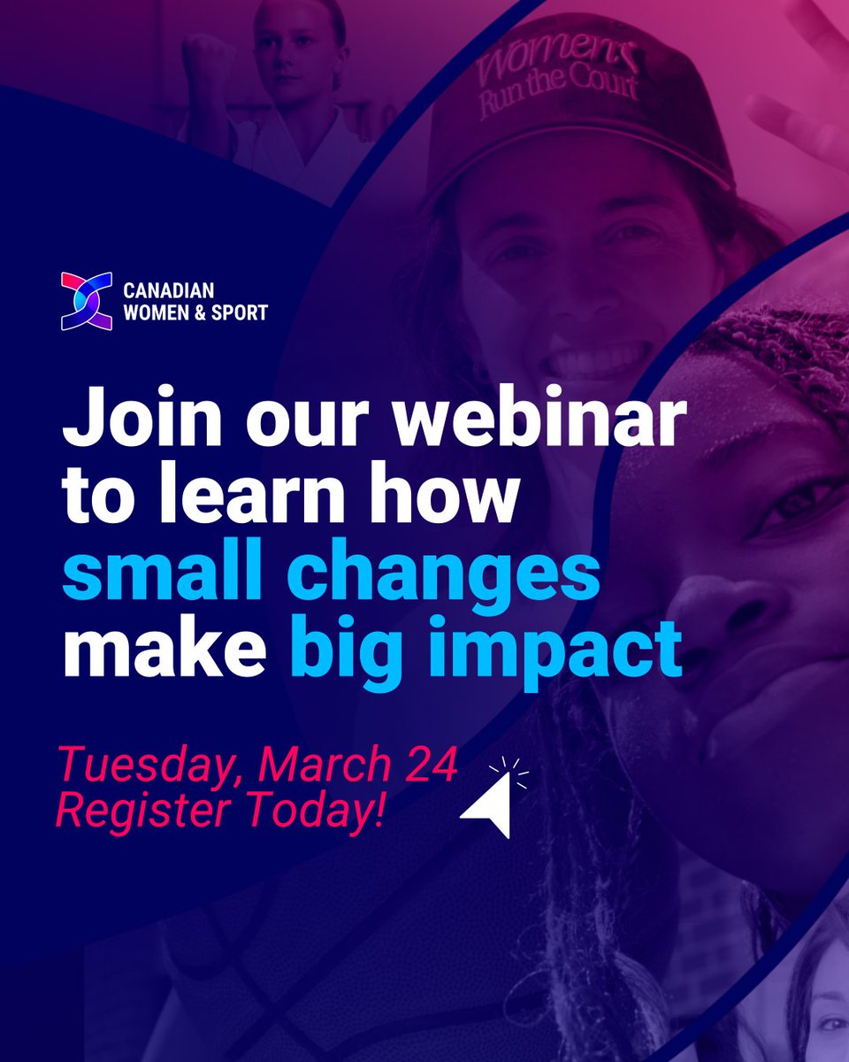 WomenandSportCA's tweet photo. Ready to move gender equity forward?
Join our Mar 24 webinar for tools + inspiration.
Register: https://t.co/kkCATiazMT
#SmallChangesBigImpact #GivetoGain #InternationalWomensDay https://t.co/fQUPIN2arO
