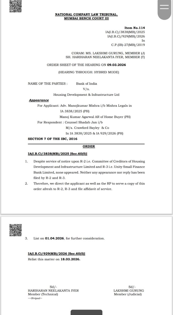 ak1408's tweet photo. @FinMinIndia @narendramodi @PMOIndia @MoHUA_India if Committe of creditors and Unity small finance bank doesnt appear for hearing when would Homebuyers get justice ????? we are suffering for past 18 years but none ready to listen us bit fraud builder hdil is heard in NCLT https://t.co/s6C2NPVMkG