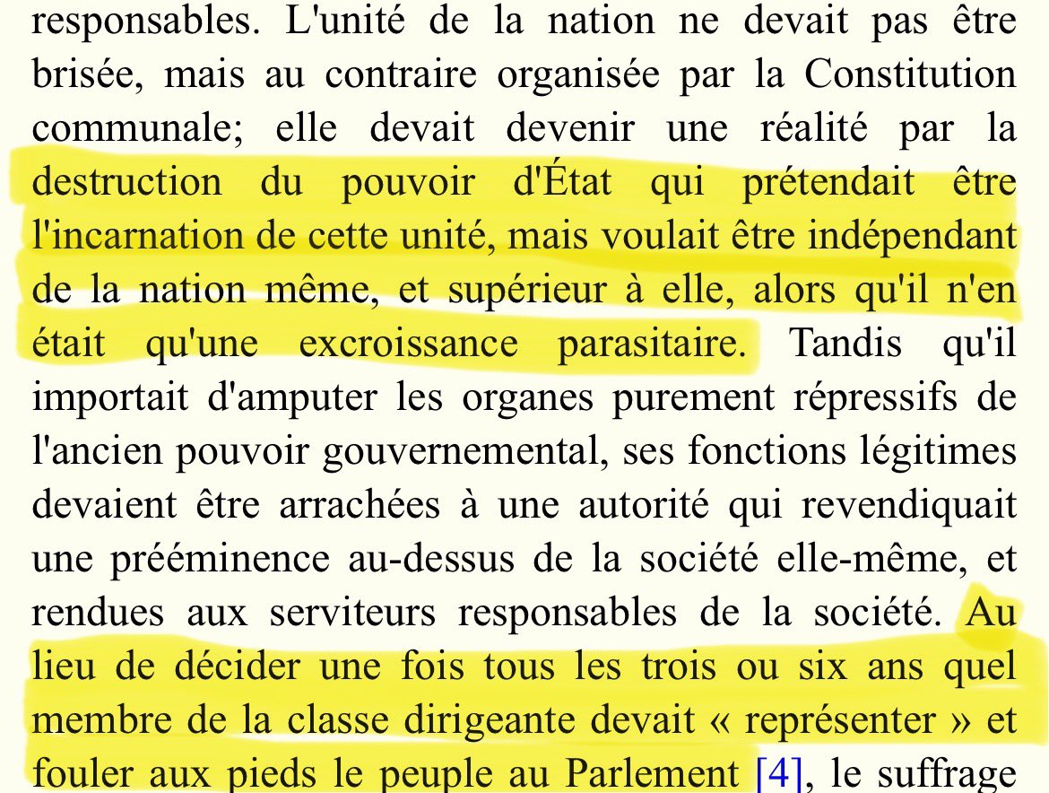 jollofricism's tweet photo. l’histoire nous a prouvé c’est pas par le vote qu’on expropriera la bourgeoisie mais par la révolution violente et la destruction de la machine d’Etat 
c hors sujet d’utiliser ce meme pr appeler au vote alors que marx disait ça dans La Guerre Civile en France : https://t.co/QjSwmYqO9N