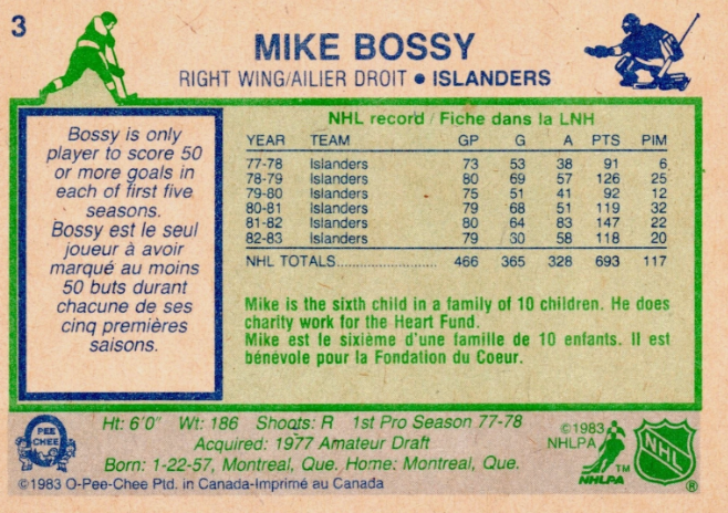 43 years ago today ON THIS DAY in hockey history (April 2, 1983):

Mike Bossy has 1 goal/1 assist in the <a href="/NYIslanders/">New York Islanders</a> 6-3 win over the Penguins to become the 1st player in NHL history with 3 consecutive 60+ goal seasons