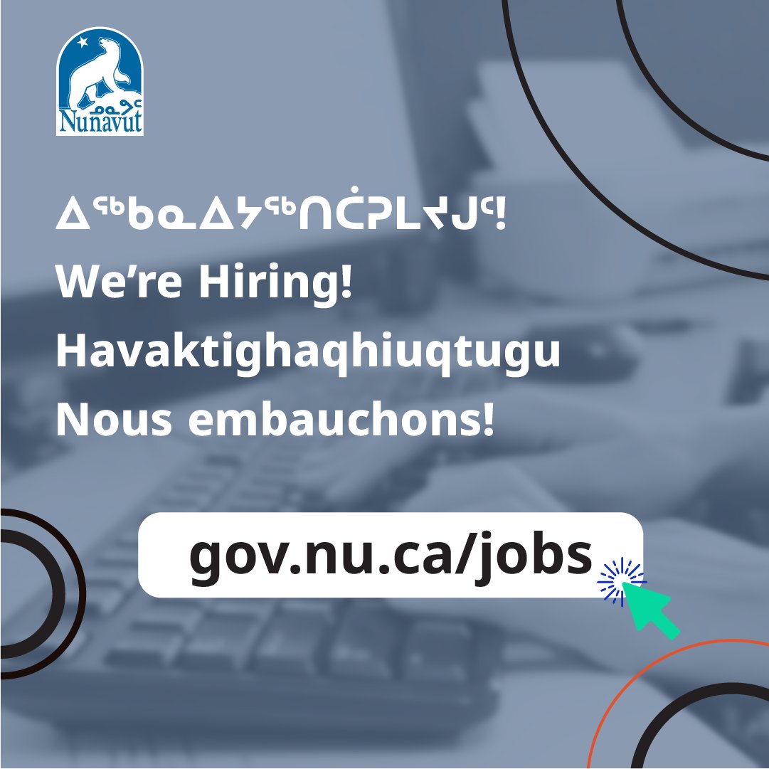 GOVofNUNAVUT's tweet image. ᐋᓐᓂᐊᕕᓕᐊᖅᑐᓄᑦ ᐊᐅᓪᓚᖅᑐᓕᕆᔨ | Medical Travel #Clerk | Commis aux déplacements pour raisons médicales #NunavutInuitONLY #GriseFiordONLY #PublicServiceJOBS #Health 
ow.ly/M6ur50YwpYe
