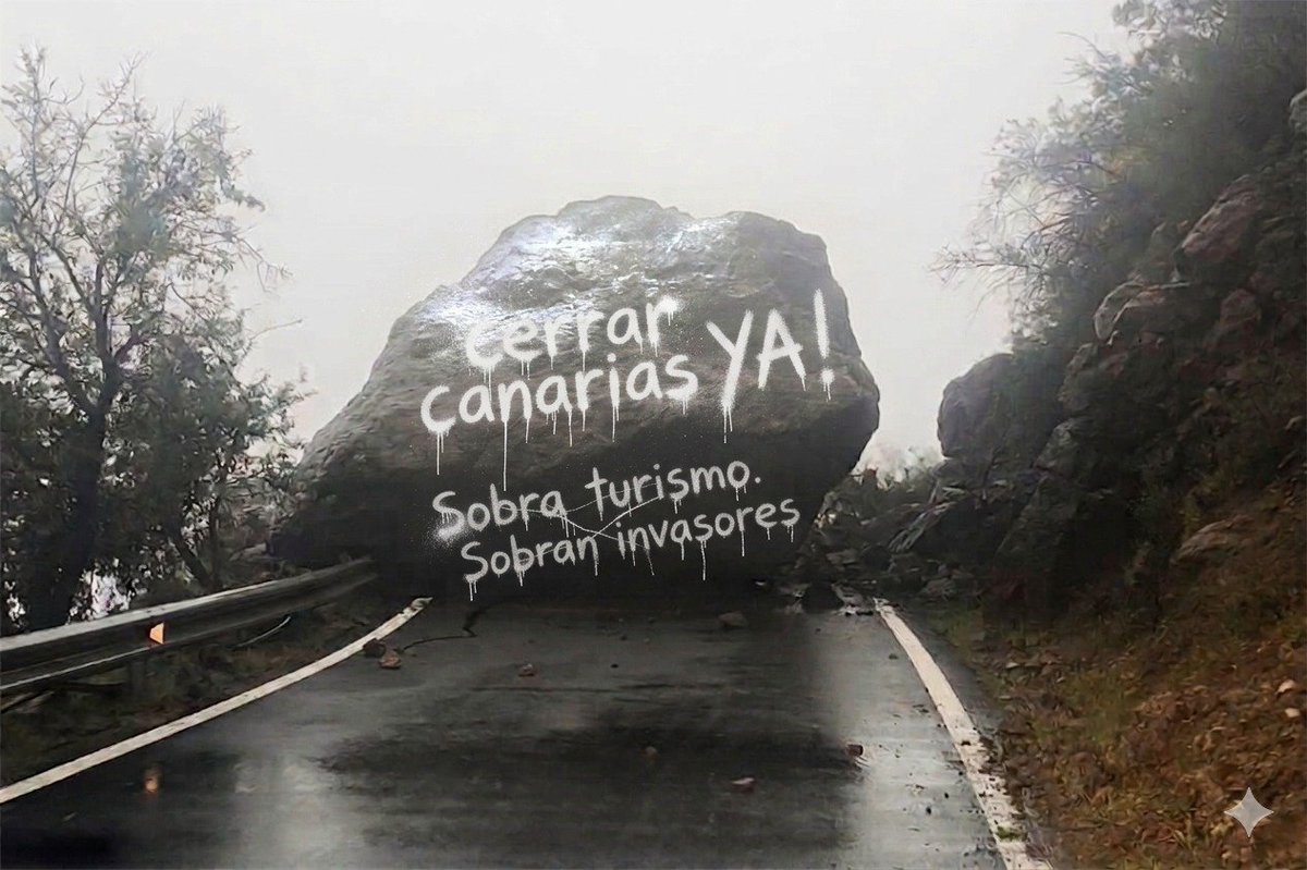 tanashetameua's tweet photo. #Canarias se harta del abuso y el crimen que padecemos desde hace tanto. Los canarios, al ver que las administraciones no nos defienden, empiezan a montar barricadas para defenderse de la invasión extranjera española y de todas partes. Este pueblo no aguanta más desprecio. 😮🙄😑 https://t.co/OgLqgF9ObJ