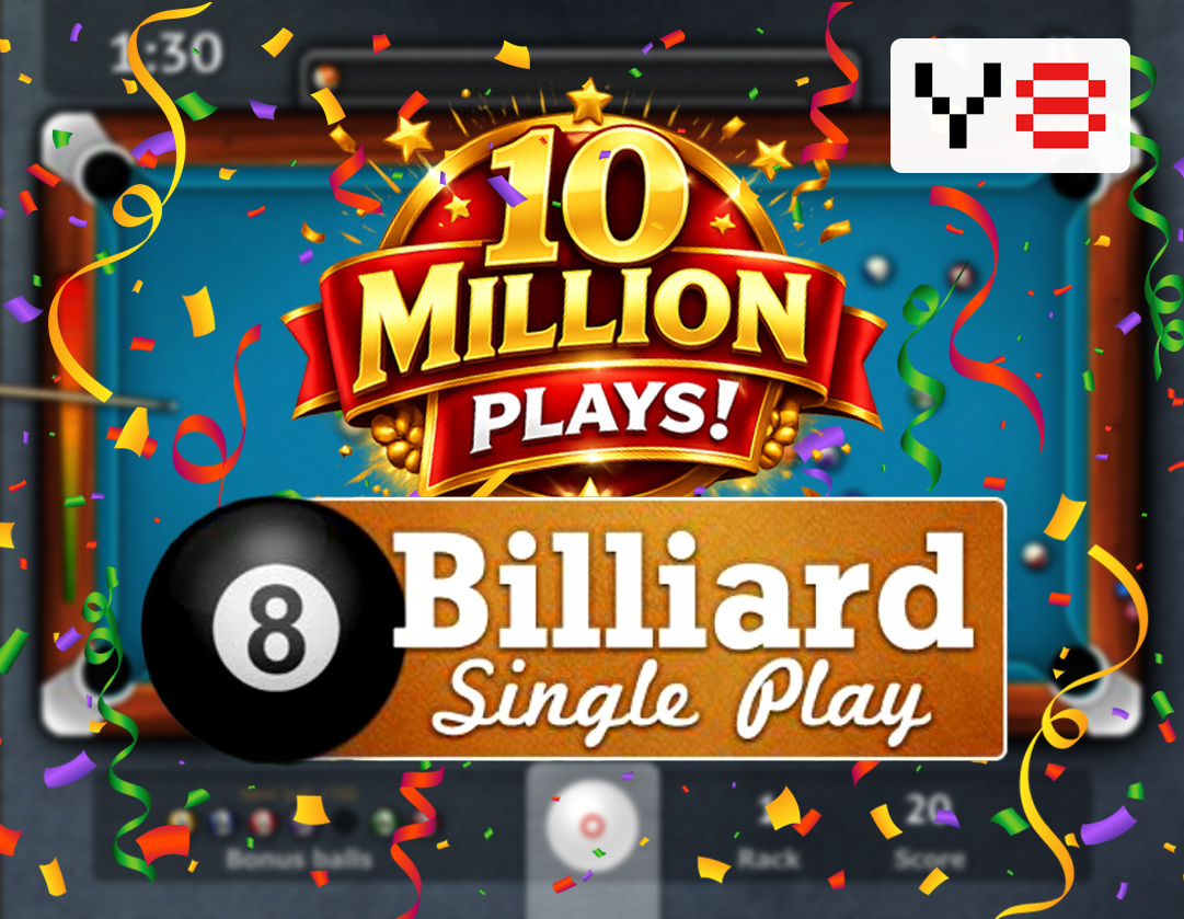 y8_com's tweet image. 🎱 10 MILLION PLAYS!
Billiard Single Player just hit a huge milestone on Y8! 🏆
Line up your shots and show your skills 👉 y8.com/games/billiard…

#Y8 #Billiards #Gaming