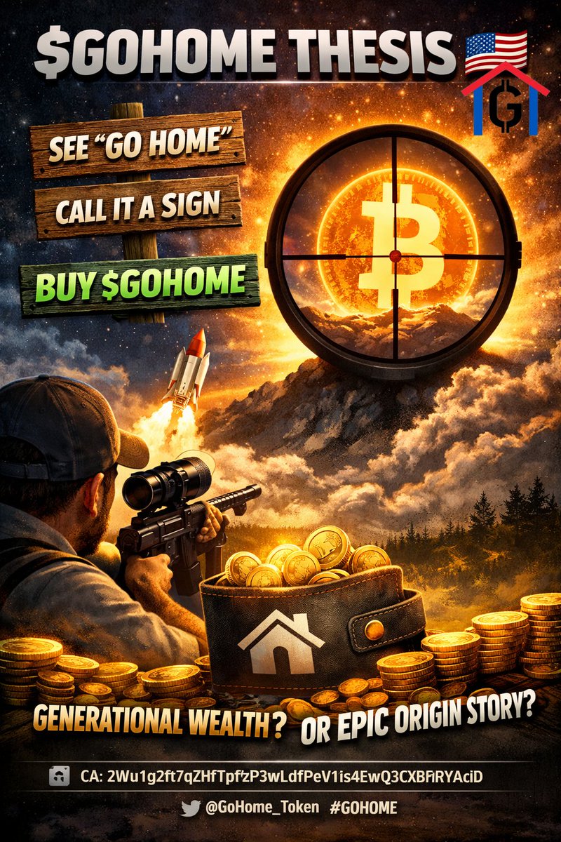 udemeudy1998's tweet image. The $GOHOME thesis 🇺🇸

1️⃣ See “GO HOME”
2️⃣ Call it a sign
3️⃣ Buy $GOHOME
4️⃣ Aim at Bitcoin

Outcome?

Either generational wealth or the funniest origin story ever told.

History loves conviction.

CA: 2Wu1g2ft7qZHfTpfzP3wLdfPeV1is4EwQ3CXBfRYAciD

@GoHome_Token #GOHOME