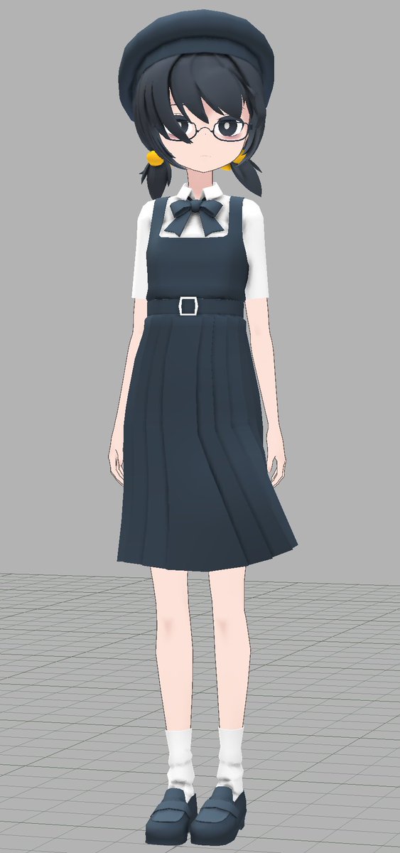 WIP まだまだメッシュいじるけど軽めにリギング。ボーン1本で前髪を綺麗にはためかせたい。 #3DCG #メタセコ