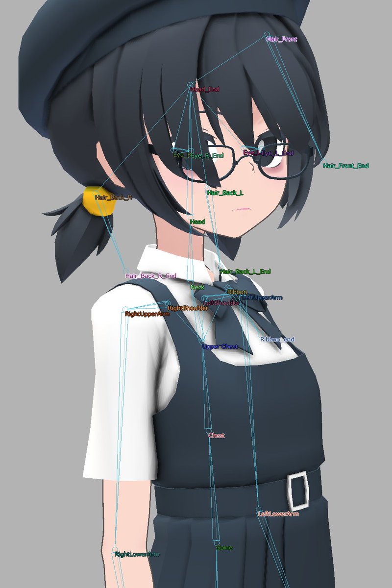 masariro's tweet photo. WIP まだまだメッシュいじるけど軽めにリギング。ボーン1本で前髪を綺麗にはためかせたい。 #3DCG #メタセコ https://t.co/VFZA4VHhtY