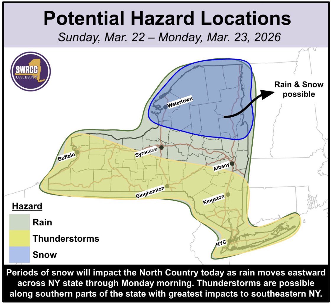 A multi-hazard storm will bring snow to northern NY today with ...