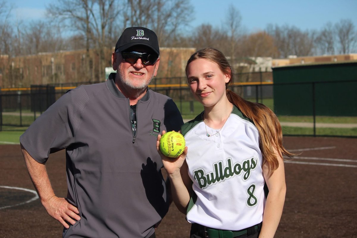 BataviaFPSB's tweet photo. Congratulations to Kalleigh Cook on her first “bomb” over the fence! #shesaBulldog https://t.co/AqgvWXDbnK