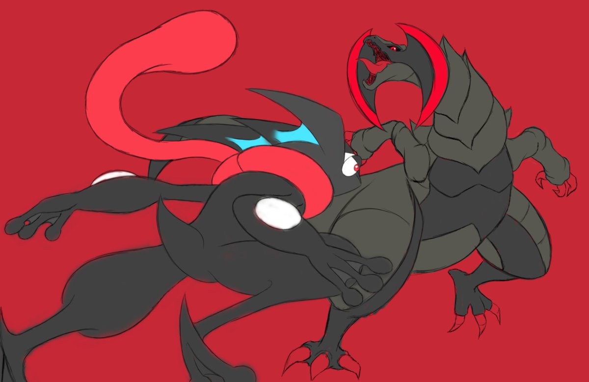 AM_Cartoonist's tweet photo. Shiny greninja vs haxorus 
Avance ✏︎ https://t.co/e40KY5z5yA