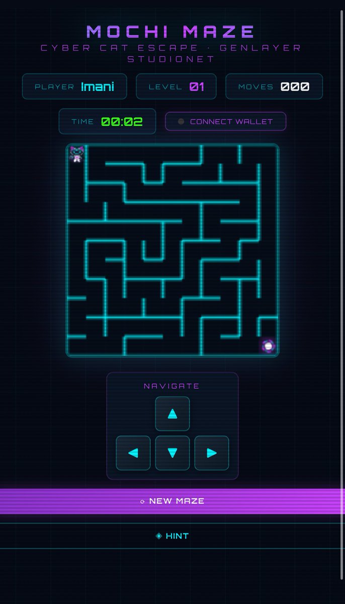 imanixyx's tweet photo. I built my first game on @GenLayer called MOCHI MAZE

It’s a simple maze game where you control Mochi and try to get through each level.

If you want to play:
https://t.co/kjIg52T2zx
Connect your MetaMask
Launch the game

It starts off easy, but each level gets harder and requires better timing and focus.

MOCHI MAZE is a light experiment, but also a solid demonstration of what can be built using GenLayer.

@RuzgarFlns