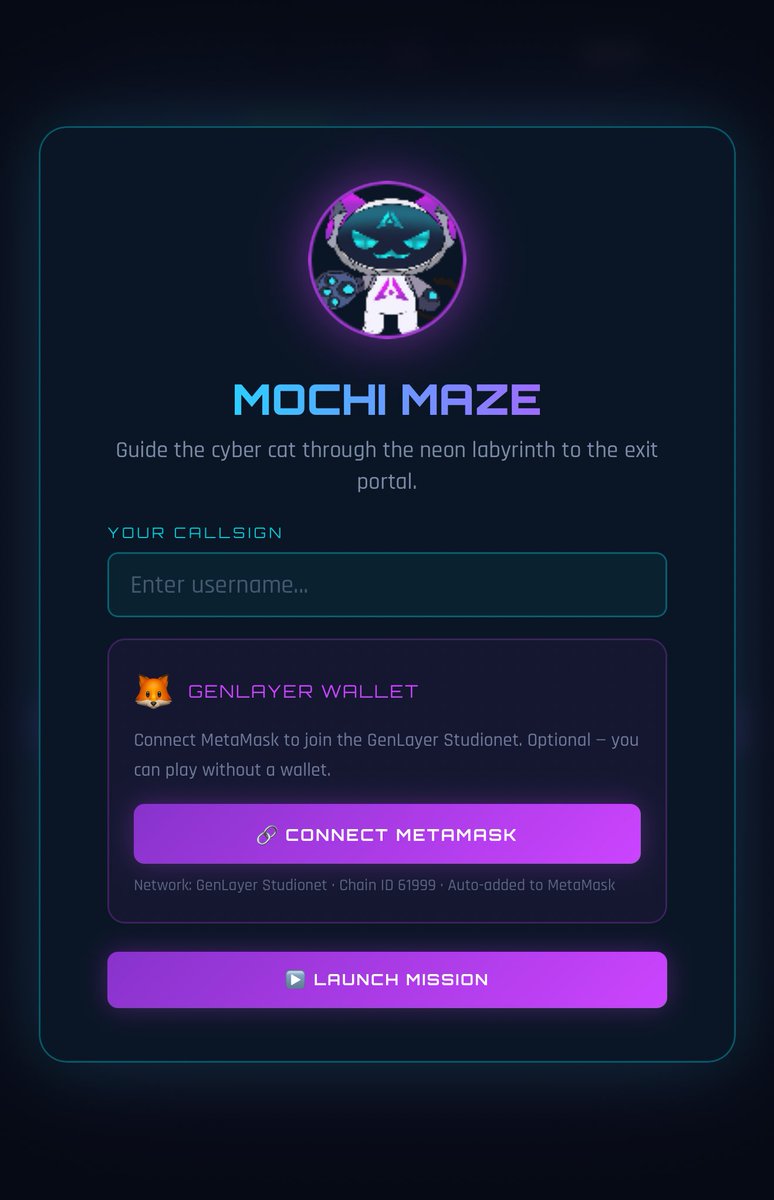 imanixyx's tweet photo. I built my first game on @GenLayer called MOCHI MAZE

It’s a simple maze game where you control Mochi and try to get through each level.

If you want to play:
https://t.co/kjIg52T2zx
Connect your MetaMask
Launch the game

It starts off easy, but each level gets harder and requires better timing and focus.

MOCHI MAZE is a light experiment, but also a solid demonstration of what can be built using GenLayer.

@RuzgarFlns