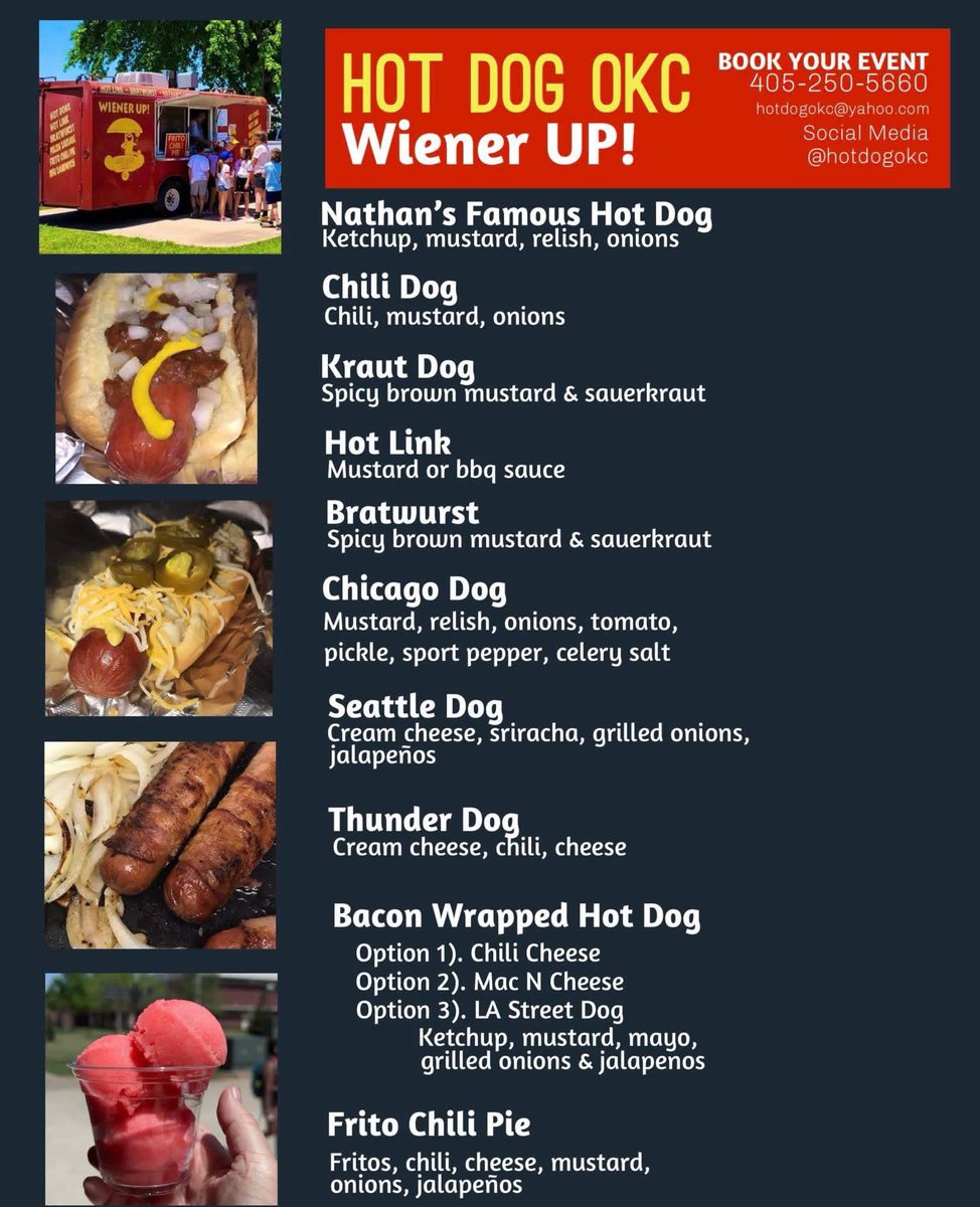HotDogOKC's tweet photo. Now booking for neighborhoods &amp; church events.  Will travel up to 100 miles from the OKC Metro.

Give us a call or text:
405-250-5660 https://t.co/MqnSveW64H