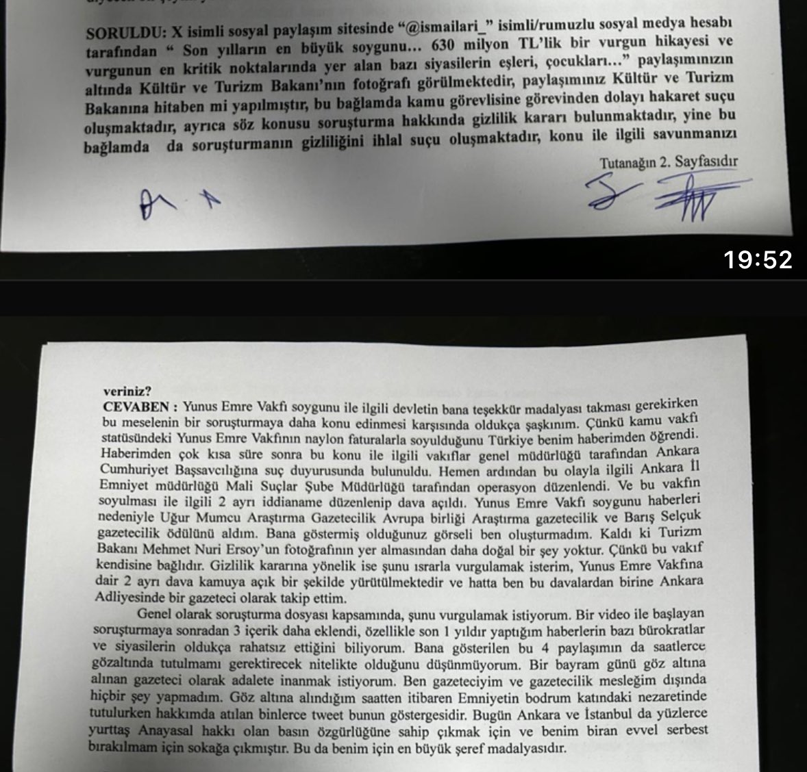 YUNUS EMRE VAKFI’NI SOYANLARA DAVA, YAZAN GAZETECİYE DE SORUŞTURMA

Gözaltına alınan gazeteci İsmail Arı’nın emniyetteki ifadesinin detayları ortaya çıktı.

İsmail Arı’ya, kendisinin Türkiye’ye duyurduğu, Ankara Emniyeti’nin operasyon yaptığı devamında 2 ayrı dava açılan, Yunus