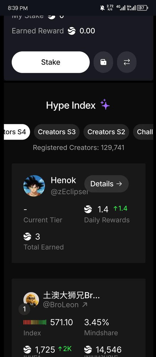 zEclipser's tweet photo. Studying the gap between 'Total Earned' and 'Mindshare.' The math is simple: Attention = Rewards. I'm currently sitting at 3 total, but the daily momentum is already shifting. Watching how the top 1% play the game so I can rewrite the rules W @River4fun https://t.co/IRSh5UWH2f