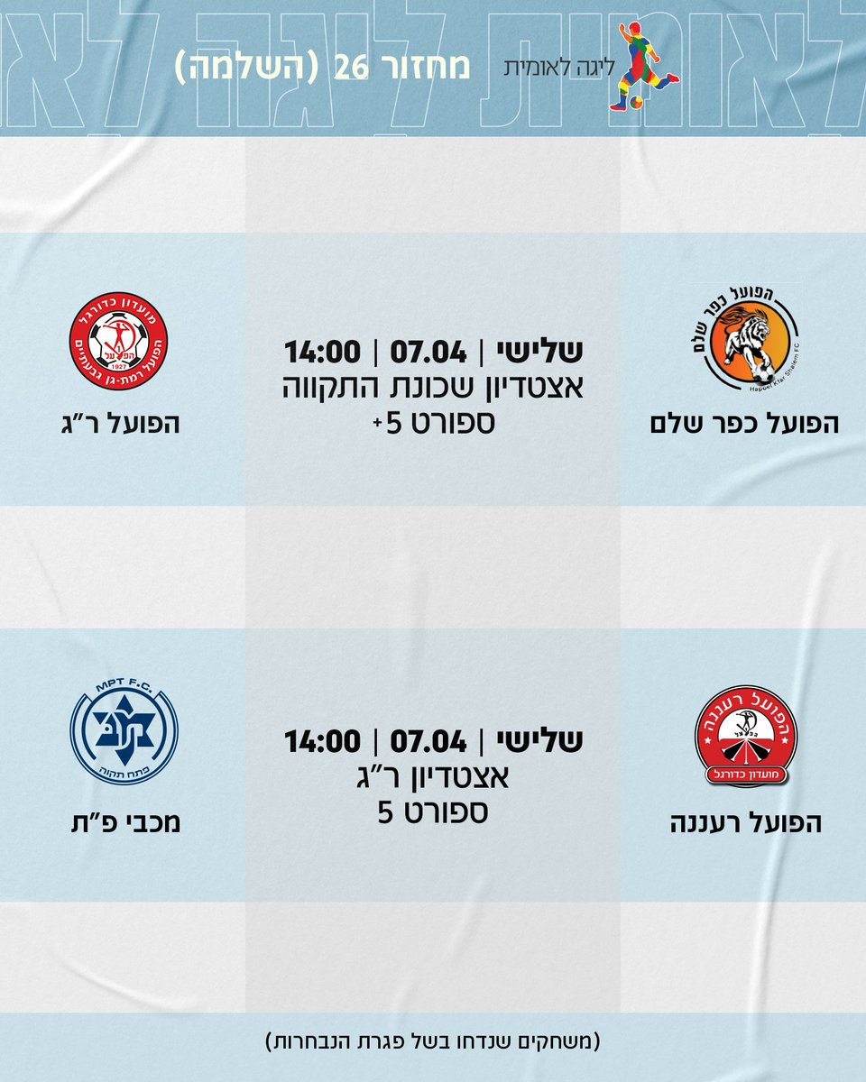 מנהלת הליגות לכדורגל tweet media