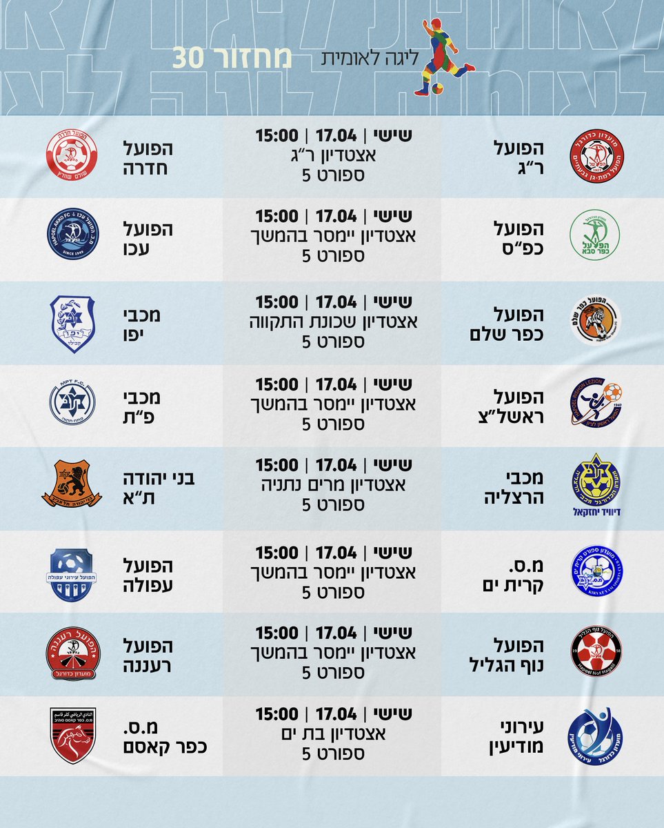 מנהלת הליגות לכדורגל tweet media