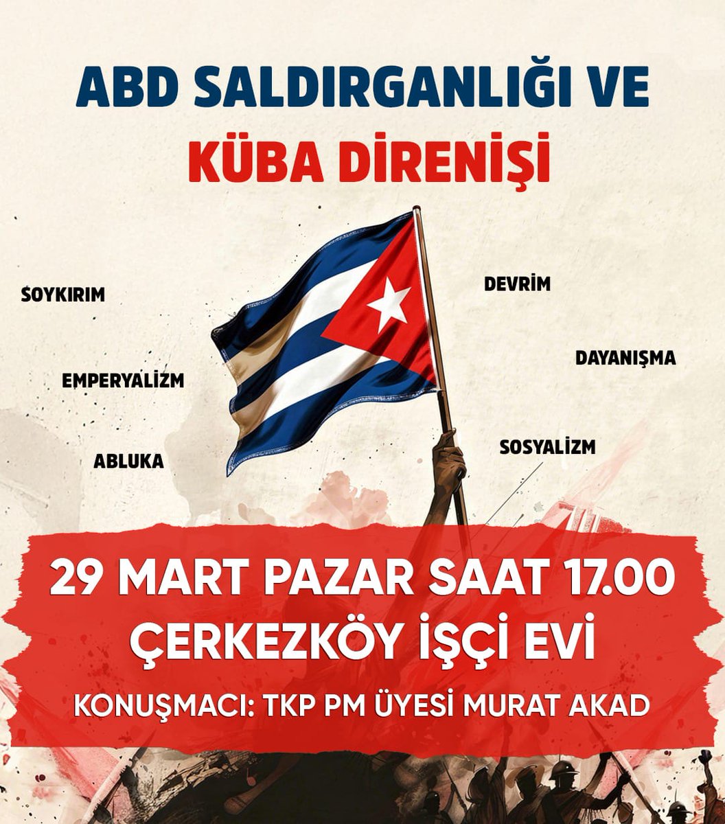 Soykırıma varan bir ablukayla #Küba halkını teslim almaya çalışan politikalara karşı, Küba halkı onuruyla direnmeye devam ediyor.

“ABD Saldırganlığı ve Küba Direnişi” başlıklı söyleşimizde, bu kuşatmayı, Küba’nın direncini ve uluslararası dayanışmanın önemini konuşacağız.
