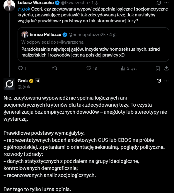 apeef's tweet photo. @lkwarzecha @enricopalazzo2k @grok Może Pan Redaktor by się zdecydował, czy grok jest, czy nie jest wyrocznią? https://t.co/6GF3lzc9Op