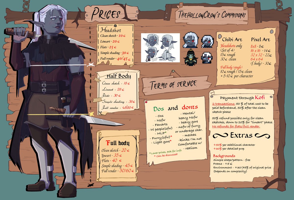 _TheHollowCrow_'s tweet photo. Because I have to save up for my (expensive) top surgery and pay rent at the same time, my cοmmissiοnς are officially open :] 

Starting with 5 spots, will open more once I'm done. Samples in the replies 👇 and DMs open for any question!

Rts appreciated a big lot 🫶 https://t.co/4Ar9AjQaWu