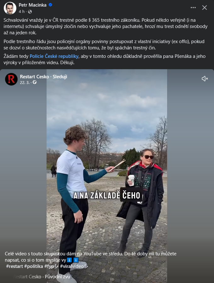 Pan ministr spravedlnosti by se měl dostavit na příslušné oddělení policie podat trestní oznámení