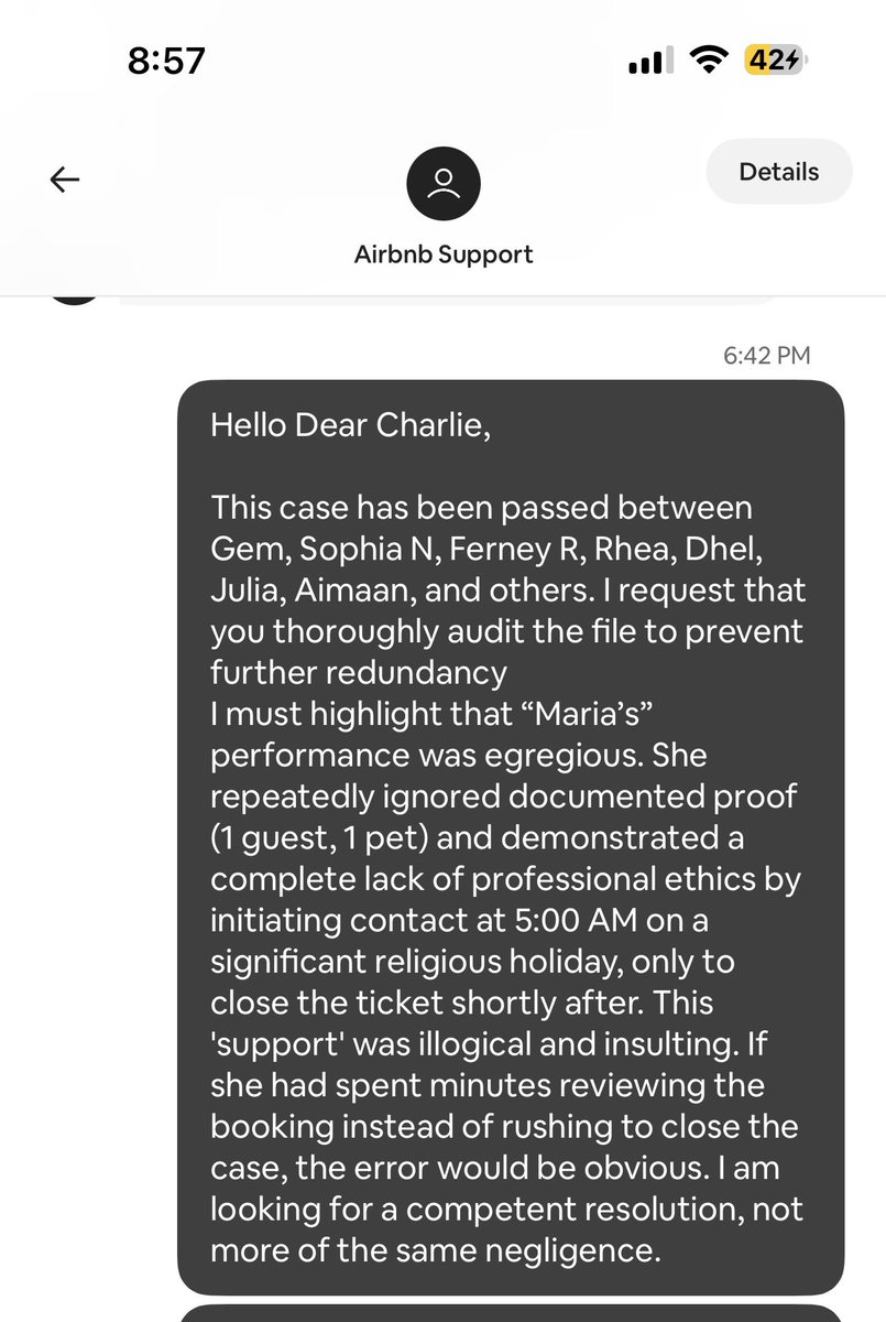 alaa_msuliman's tweet image. When Airbnb loses its principles and becomes a money-making machine, are there any employees left who haven't mastered the art of copy-pasting recorded apologies? #Airbnb #CustomerServiceFail #BrokenPromises