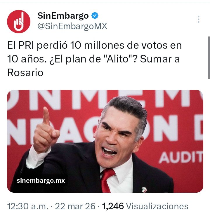FreddyOliviery's tweet photo. .@alitomorenoc está desesperado, pasará todo el 2026 rogando, suplicando y se arrastrará por una alianza política con el PAN o con MC.
Le urge pactar con otros partidos políticos para no perder el registro, sabe bien que si el PRI va solo, está destinado al mismo final del PRD💀 https://t.co/gEHU82KUOU