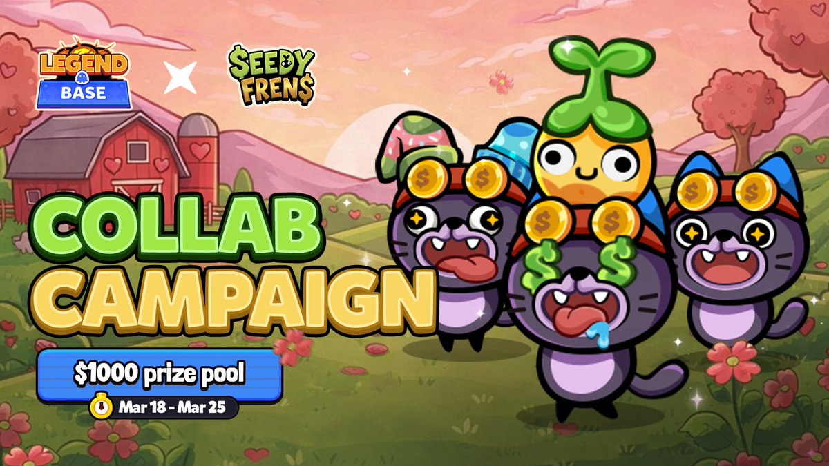 ⏰ 𝗤𝘂𝗶𝗰𝗸 𝗥𝗲𝗺𝗶𝗻𝗱𝗲𝗿, 𝗳𝗿𝗲𝗻𝘀!

The <a href="/LegendBaseETH/">Legend of Base</a> x <a href="/frenwtf/">Seedy Frens</a> collab is still LIVE, don’t miss your shot at the $1000 prize pool 💸

Plant2Earn Still running! Open your Seedy Frens seed packs &amp; stack raffle tickets 

📌 20 winners sharing $300 in $FREN
Seedy Frens