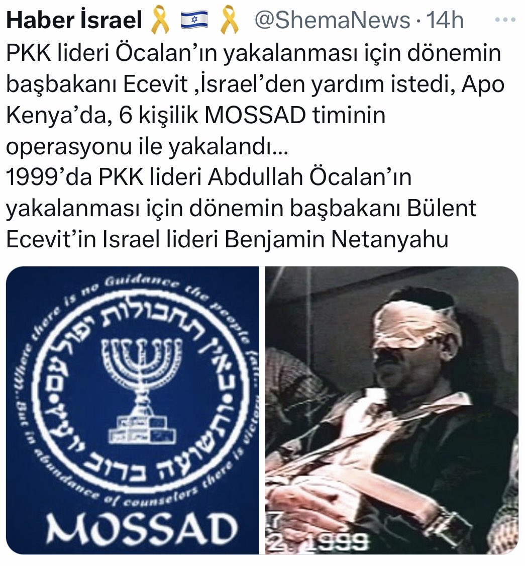 Arap aşığı sözde Türkler’in desteklediği terör örgütleri ve onların Türkiye ile ilgili düşünceleri.
İsrail, Ecevit’in talebi üzerine Apo’yu yakalayıp Türkiye’ye teslim etmiş ama illa araplar da araplar :) 
Seç-beğen-al