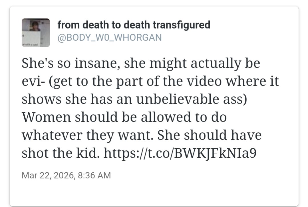 BODY_W0_WHORGAN's tweet photo. Woke brigade got me https://t.co/Hb7B3fIBvC