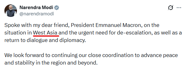 mo_hit_rai's tweet photo. BIG SHIFT - Soft Signal to the world

It's not Middle East but West Asia

Middle East is the terminology propagated by US &amp; Europe

West Asia signifies departure from the imperial shackles

#iran #Israël #india #us #GlobalPolitics #war https://t.co/A9u2jNZVT4