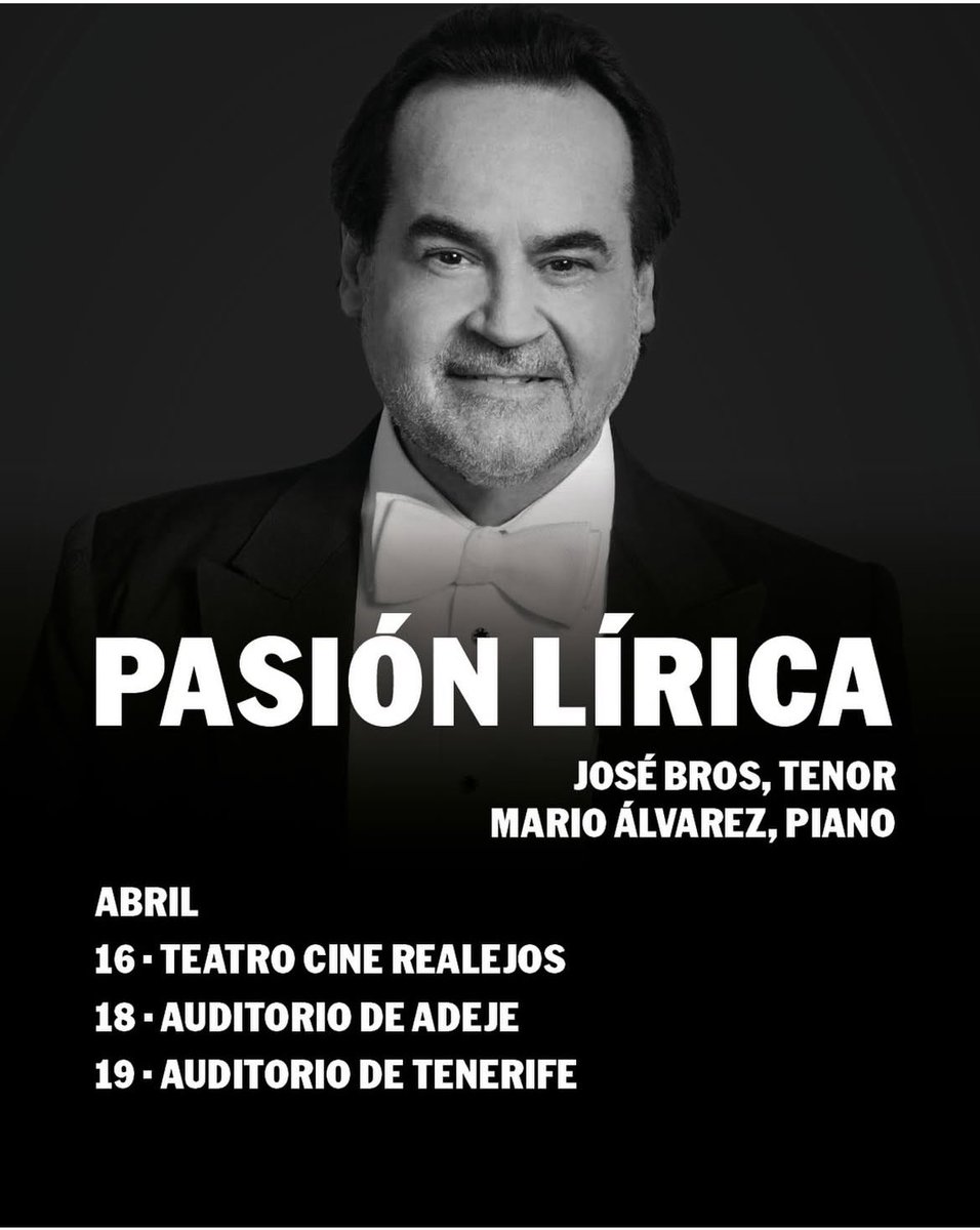 JosebrosT's tweet photo. Ilusionado con mi vuelta a Tenerife con “Pasión Lírica” que será un repaso de toda mi trayectoria musical. 
Siempre agradecido!! https://t.co/TH8H9Tgb0H