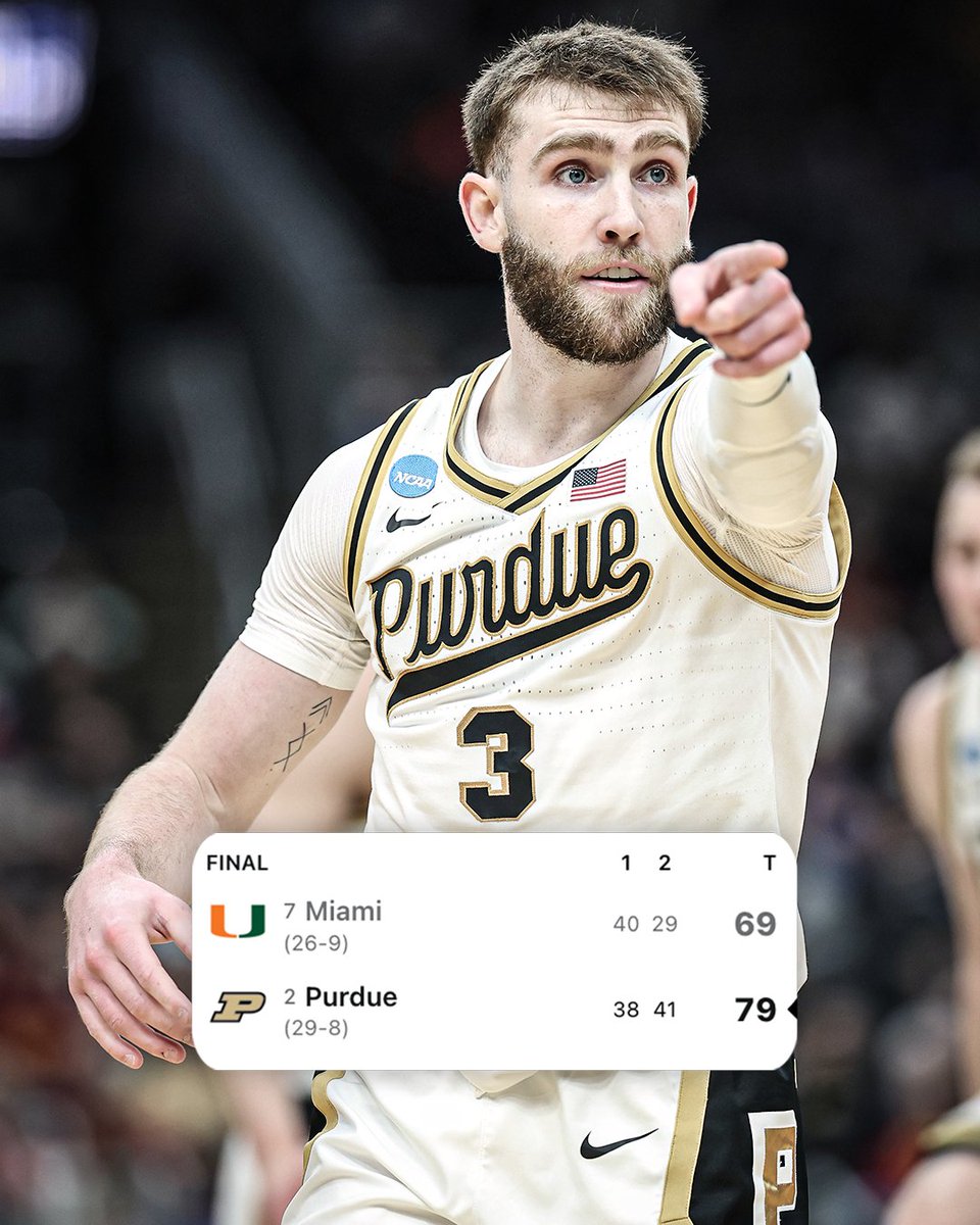 espn's tweet image. THE BOILERMAKERS ARE MOVIN' ON 🚂

Purdue heads to its third straight Sweet 16 which ties its longest streak in program history 🔥