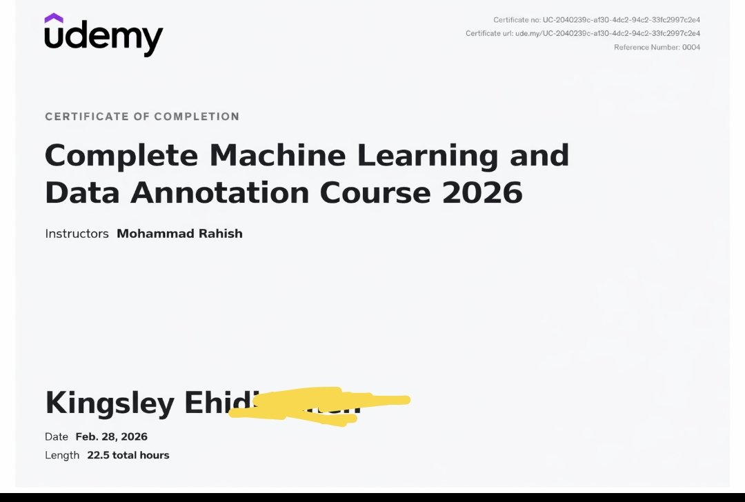 699kae's tweet photo. @malagojr Hey. Fuck a community, y'all shouldû go buy this particular course from Udemy. It's comprehensive and you'll learn a lot more. Cop it for around 10k naira. 
'Complete Machine Learning and Data Annotation Course 2026'. https://t.co/71UBAdRFgS