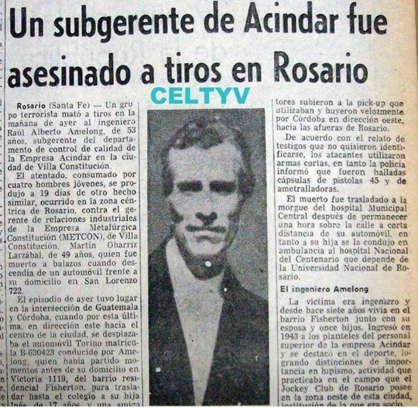 TraductorTeAma's tweet photo. El 4 de julio de 1975 la organización terrorista montoneros decidió atentar contra el ingeniero Raúl Amelong ejecutivo de ACINDAR. https://t.co/qfUUyXWoUO
