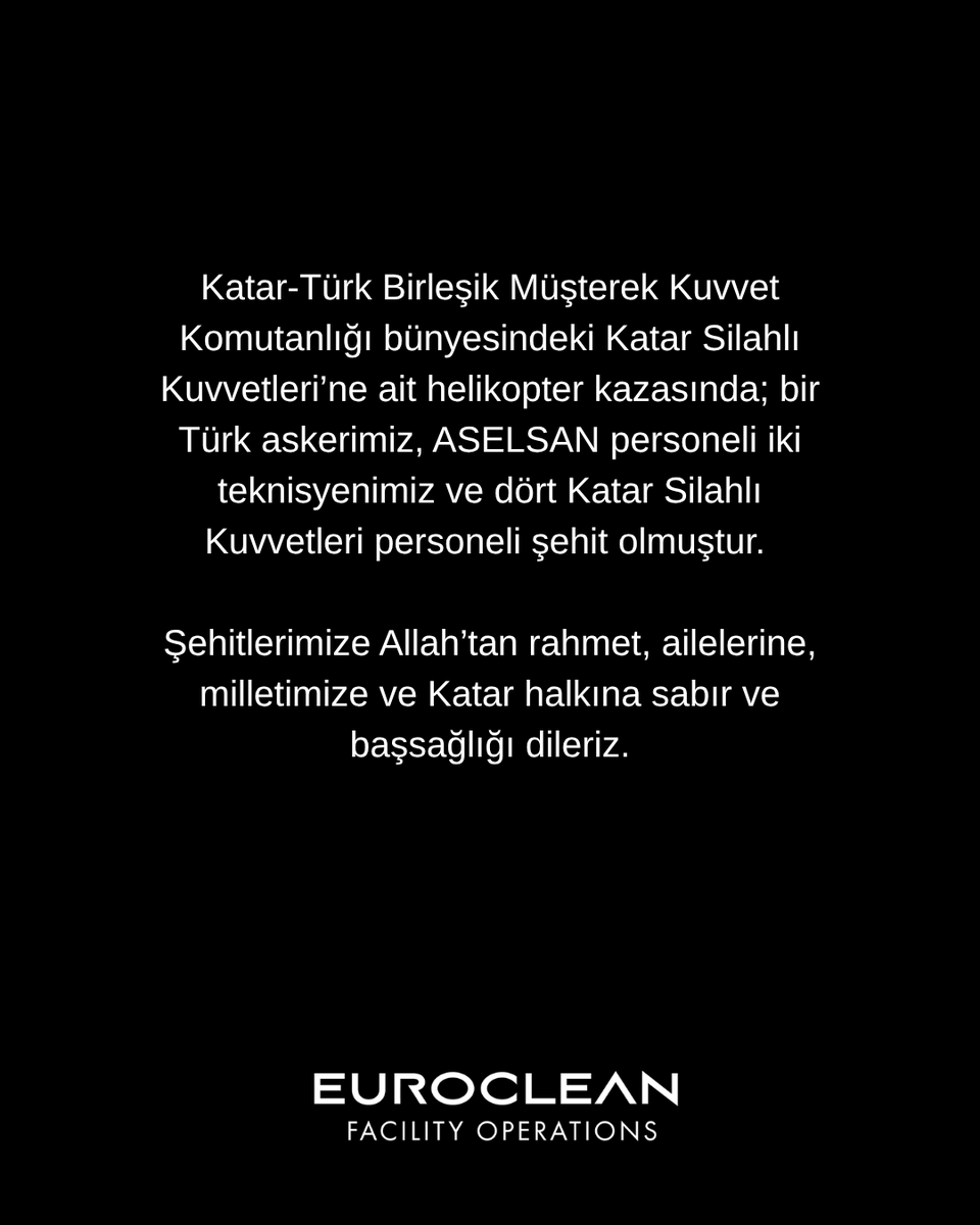 eurocleancomtr's tweet photo. Şehitlerimize Allah’tan rahmet, ailelerine, milletimize ve Katar halkına sabır ve başsağlığı dileriz. https://t.co/vaUyMyvGng